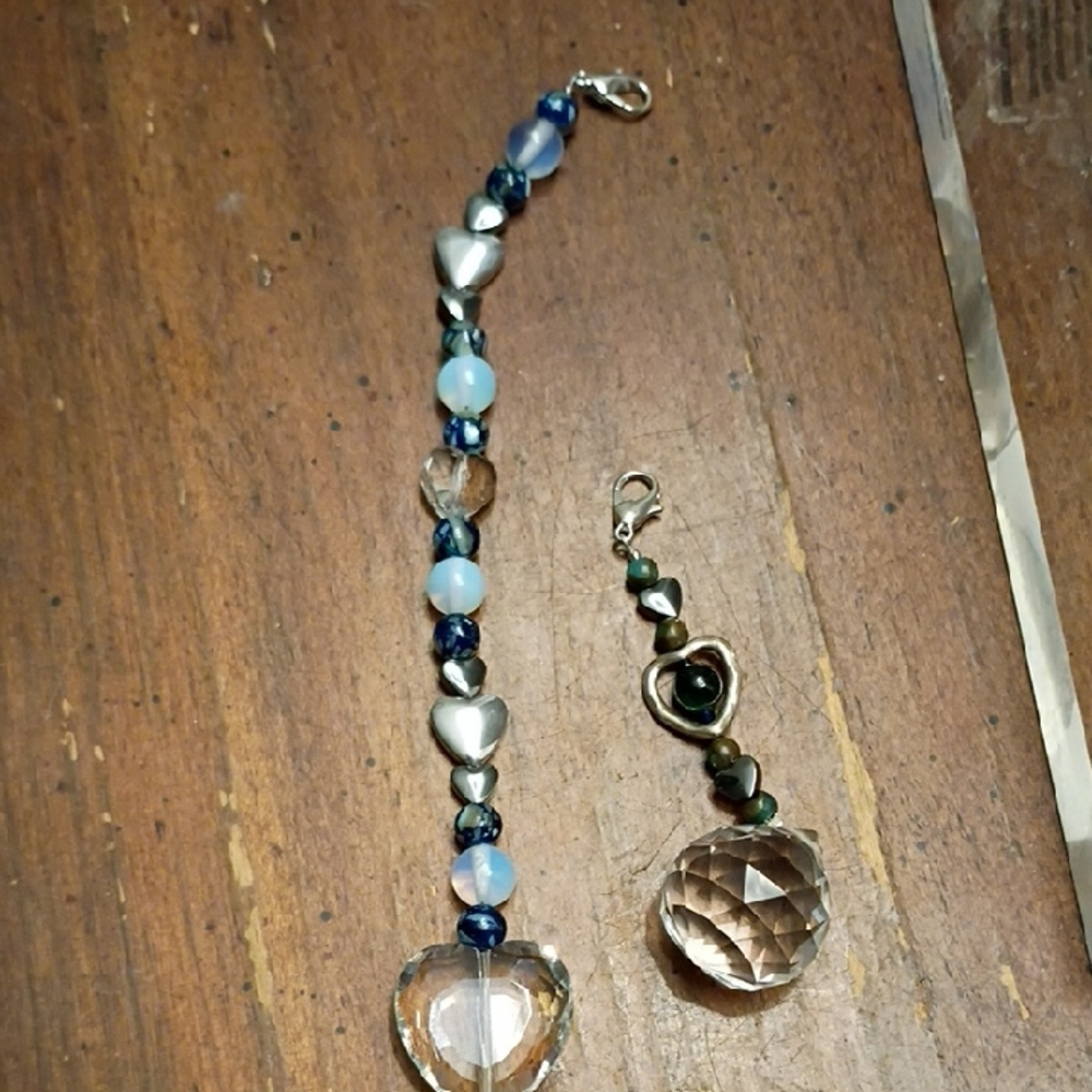 Elegant Silver and Blue Heart Charm Bracelet and Pendant Set